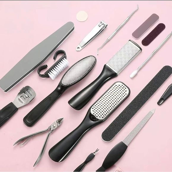 26 in 1 Stainless Steel Foot Care Kit Foot Rasp Dead Skin Remover Pedicure Kit,F - Picture 2 of 6